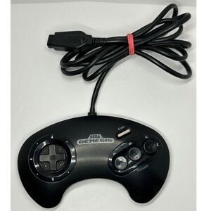 Sega Genesis Controller Black 6 Button Authentic Classic Video Game UNTESTED